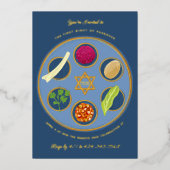 Pesach Seder Plate Happy Pessach Abendessen Folieneinladung (Vorderseite)