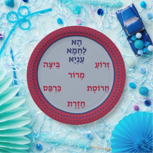 Pesach Seder Plate Hebrew Pessach Pappteller (Party)
