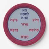 Pesach Seder Plate Hebrew Pessach Pappteller (Vorderseite)