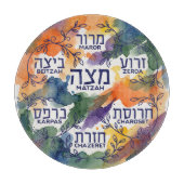 Pesach Seder Plate in Hebrew for Passover Glass Schneidebrett (Vorderseite)