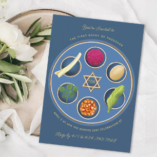 Pesach-Seder-Teller Frohes Pessach-Abendessen Einladung