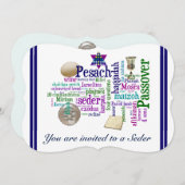 Pesach-Wörter und Symbole Karte/Einladung Einladung (Vorne/Hinten)