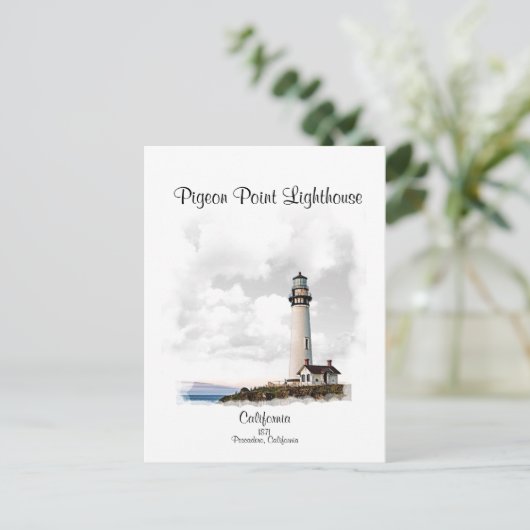 PESCADERO POINT LIGHTHOUSE - POSTCARD POSTKARTE (Stehend Vorderseite)