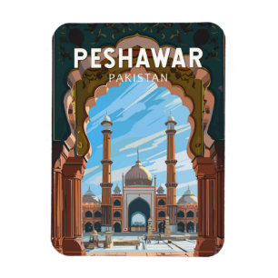 Peshawar Pakistan Reise Kunst Vintage Magnet