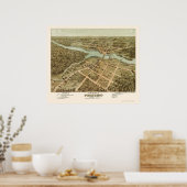 Peshtigo, WI Panorama Karte - 1871 Poster (Küche)