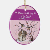 Pesky Snow Birds & Bunny Keramik Ornament (Rechts)