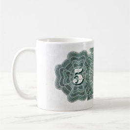 Peso-Banknote Mexikos 5, aztekischer Kalender Kaffeetasse