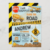 Pesonal Modern Construction Birthday Extravaganza Einladung (Vorne/Hinten)