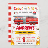 Pesonal Modern Fire LKW Birthday Party Einladung (Vorne/Hinten)