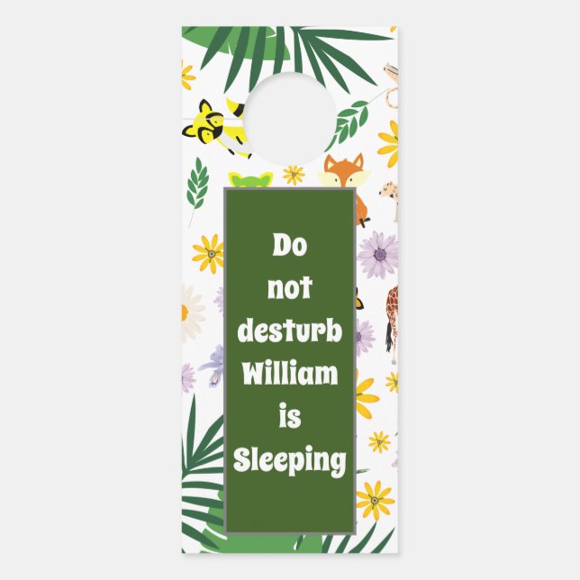 Pesonalisiertes Safari-Kinderzimmer Türanhänger (Vorderseite)