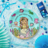 Pesonalized Ethnic Hand Darwn Mermaid Geburtstag Pappteller (Party)