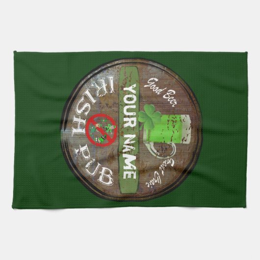 Pesonalized irisches Kneipenzeichen Geschirrtuch (Horizontal)