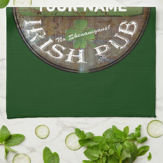 Pesonalized irisches Kneipenzeichen Küchentuch (Gefaltet)