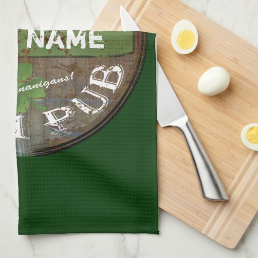 Pesonalized irisches Kneipenzeichen Küchentuch (Viertel Falte)