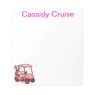 Pesonalized Pink Golf Cart Geschichten Notizblock
