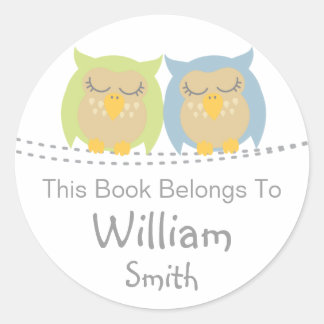 Pesrsonalized Owl Book Stickers