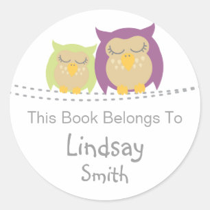Pesrsonalized Owl Book Stickers