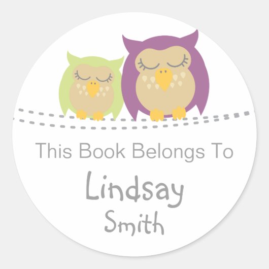 Pesrsonalized Owl Book Stickers (Vorderseite)