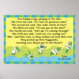 Pessach 5 Hoppy Frogs Poster 20 x 24 Matte Finish