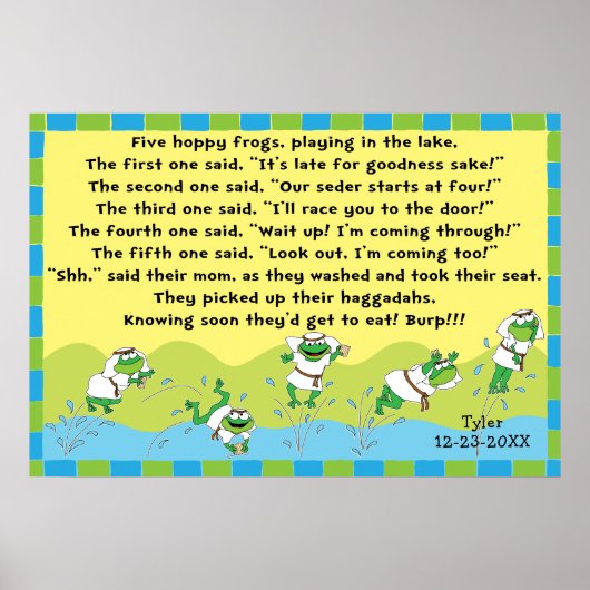 Pessach 5 Hoppy Frogs Poster 20 x 24 Matte Finish (Vorne)