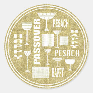 Pessach-Aufkleber-Circle "Happy Pessach Wine" Runder Aufkleber
