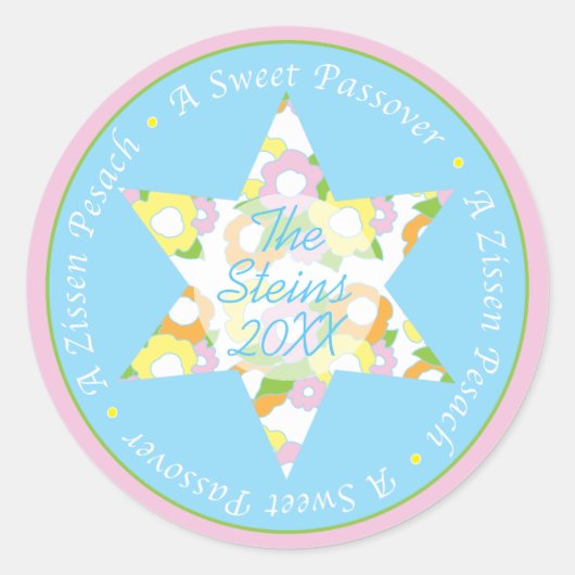 Pessach-Aufkleber "Pessach-Blume" Runder Aufkleber (Vorderseite)