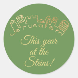 Pessach-Aufkleber Runde "Gold Jerusalem" Runder Aufkleber