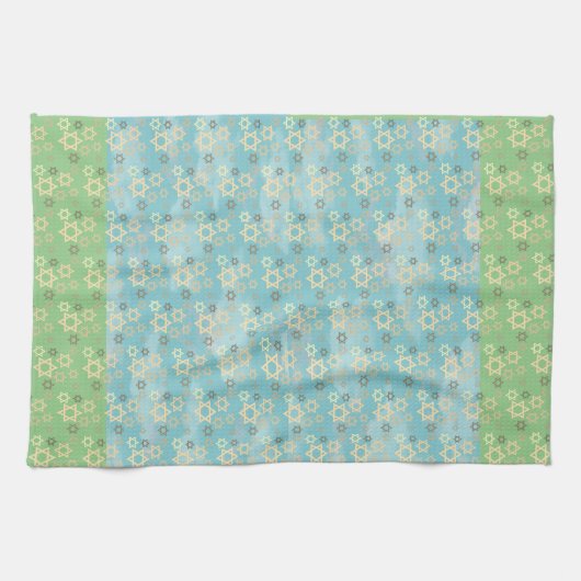 Pessach Blau und Grüner Stern von David Geschirrtuch (Horizontal)