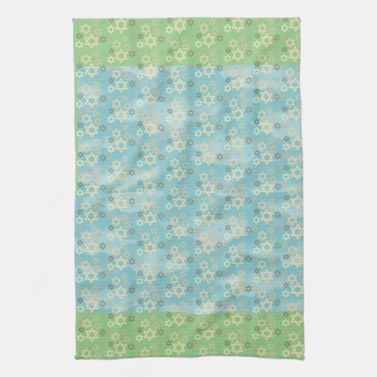 Pessach Blau und Grüner Stern von David Geschirrtuch (Vertikal)