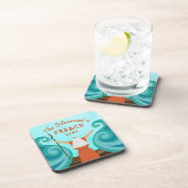 Pessach Blue Aquamarin Brown Custom Familienname Y Getränkeuntersetzer (Rechte Seite)