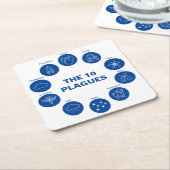 Pessach Die 10 Pest Blau und Weiß Sedar Rechteckiger Pappuntersetzer (angewinkelt)