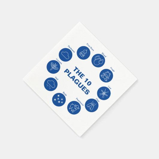 Pessach Die 10 Pest Blau und Weiß Sedar Serviette (Ecke)