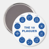 Pessach Die 10 Pest Blau und Weiß Seder Magnet (Vorderseite/Rückseite)