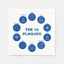 Pessach Die 10 Pest Blau und Weiß Seder Serviette