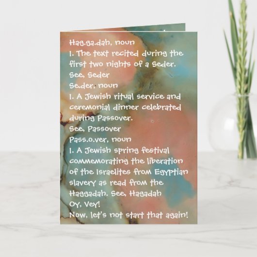 Pessach Funny definieren Haggadah Shades von Farbe Karte (Vorderseite)