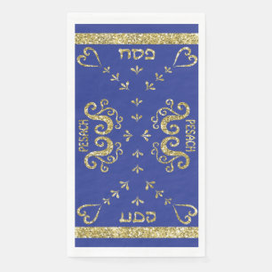 Pessach Gasttuch Napkins Blue Gold Serviette
