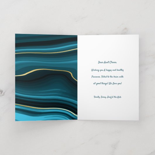 Pessach Grußkarte Gold & Agate Stone (Innen Abgelegt)