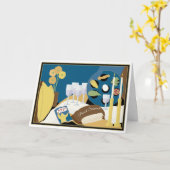 Pessach-Grußkarte "Pessach-Seder-Abendessen" Karte (Gelbe Blume)