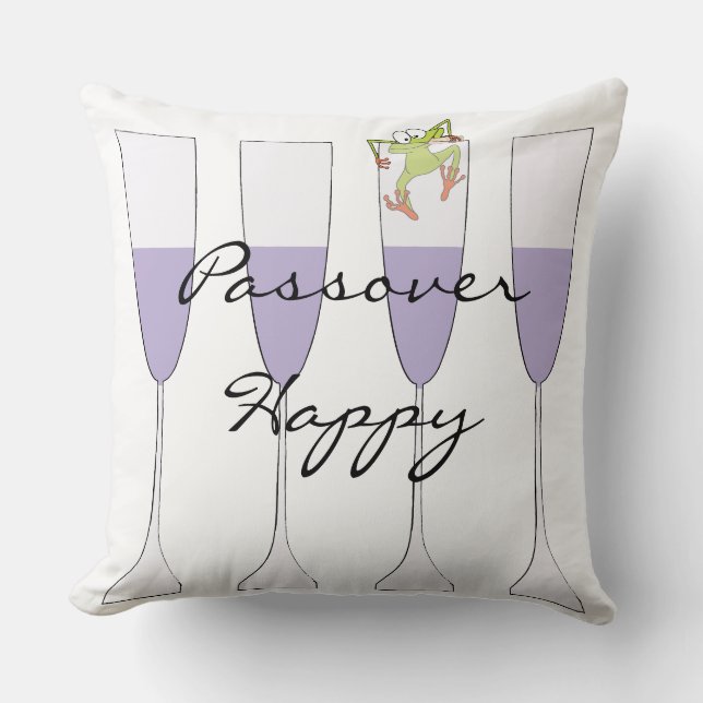 Pessach-Kissen 20" "Wein & Frosch" Kissen (Vorderseite)