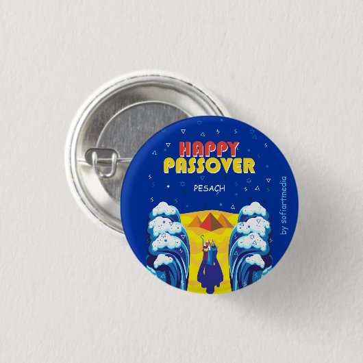Pessach Moses & Israelites' Exodus Pop Art Paint Button (Vorne & Hinten)