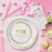 Pessach Personalisiert Rustikaler Goldrausch w Heb Pappteller (Party)