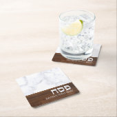 Pessach Personalisierter Marmor + Holz modern  Rechteckiger Pappuntersetzer (Vor Ort)