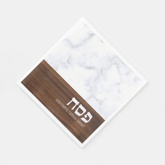 Pessach Personalisierter Marmor + Holz modern Serviette (Ecke)