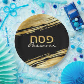 Pessach Pesach Hebräisch Gold Swash auf schwarz Pappteller (Party)