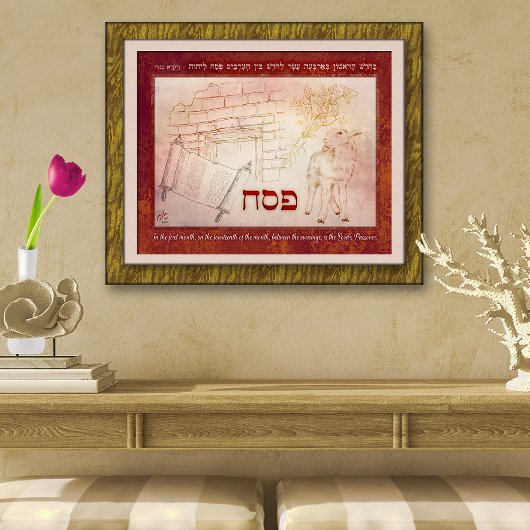 Pessach Pesach Lamb Torah Scroll Doorpost Kräutern Poster