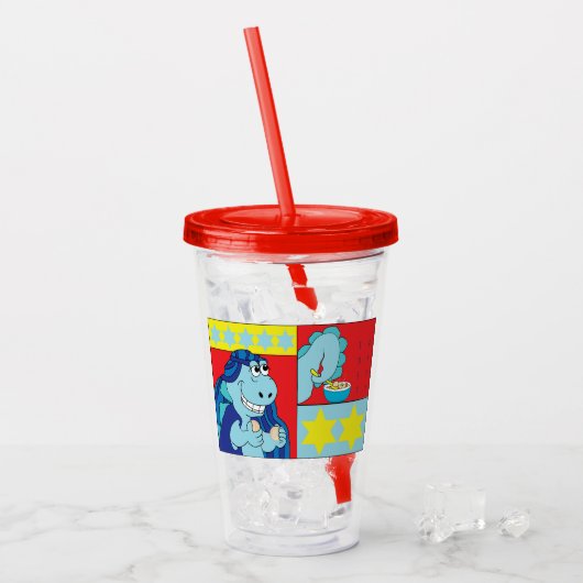 Pessach Red Acrylic Tumbler 16 oz Sedersaurus Acryltrinkbecher (Vorderseite Ice)