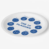 Pessach Seder 10 Pest blau und weiß Pappteller (Schrägansicht)