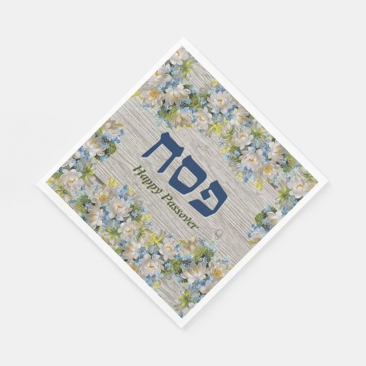 Pessach Seder Einladung rustikale Flora Napkin Serviette (Ecke)