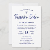 Pessach Seder Einzigartiges Blauer Gold Einladung (Vorderseite)