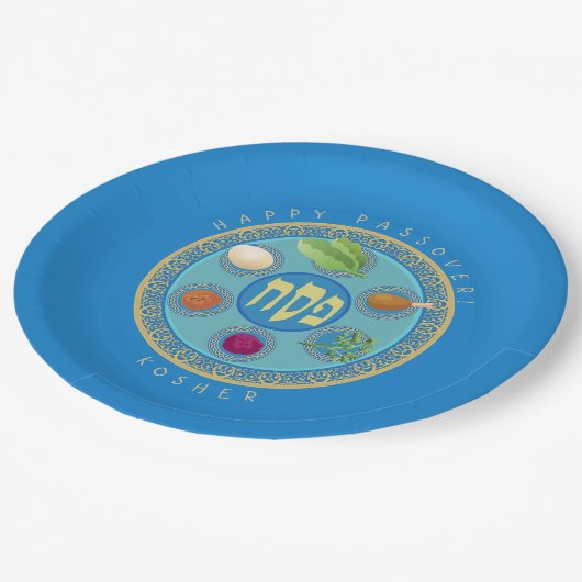 Pessach Seder Foods Kosher Pesach Pappteller (Schrägansicht)